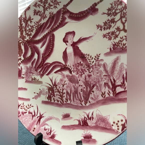 Vintage Stoneware Plate, Asian Motif of Girl in Field - Picture 2 of 6